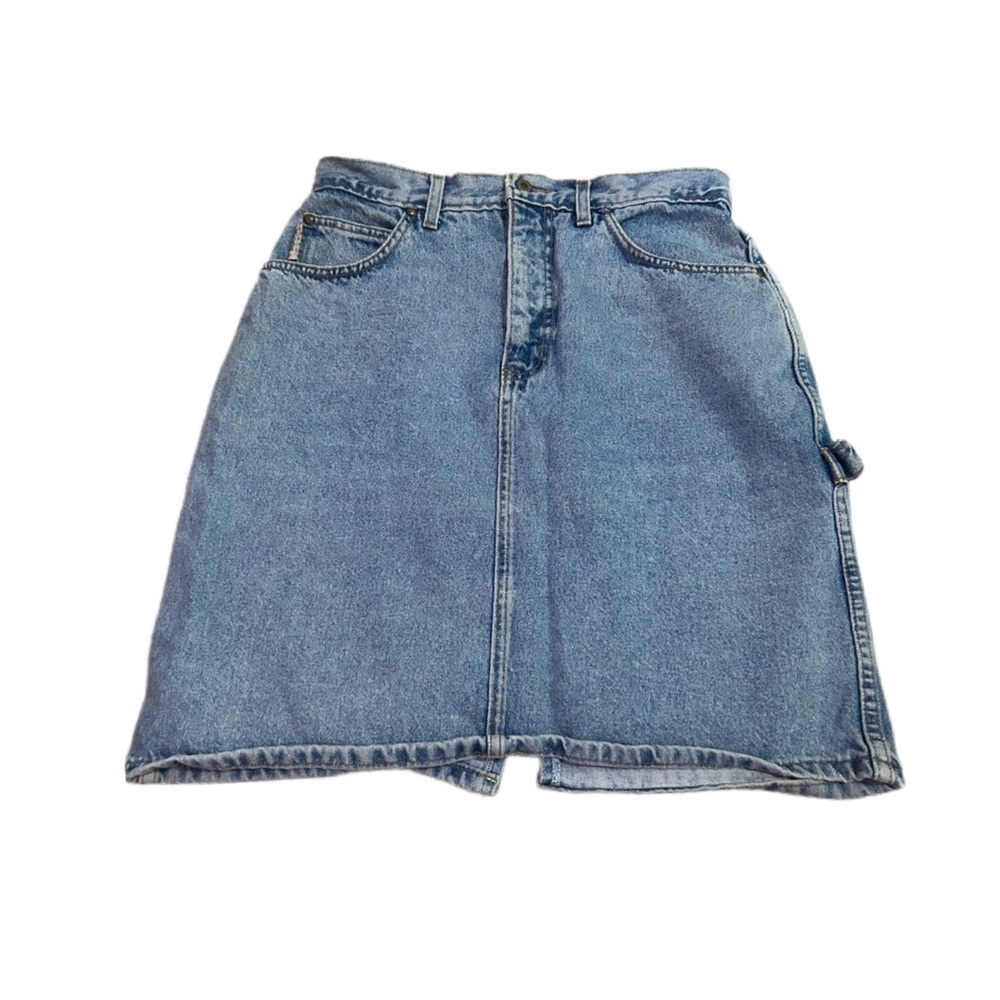 90’s Hollywood Denim Cargo Utility Jean Skirt 100% cotton light blue wash - Picture 2 of 8